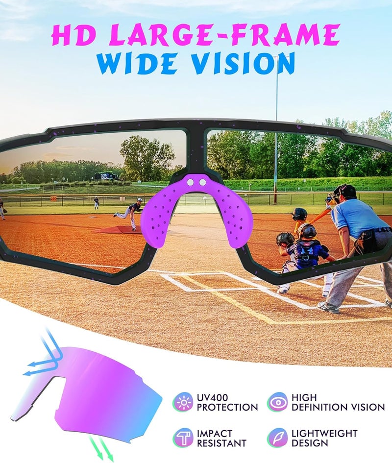 QALLY Store 3PACK Kids Sunglasses Youth Baseball Sunglasses for Boys Girls Age 4-14, Softball Cycling UV400 Protection Sports - Image 5